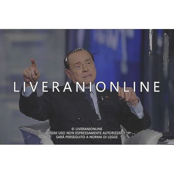 ROMA 24-04-2014 TRASMISSIONE TELEVISIVA PORTA A PORTA OSPITE SILVIO BERLUSCONI NELLA FOTO SILVIO BERLUSCONI FOTO CORRADETTI FABRIZIO-AG ALDO LIVERANI SAS