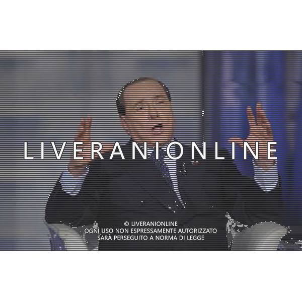 ROMA 24-04-2014 TRASMISSIONE TELEVISIVA PORTA A PORTA OSPITE SILVIO BERLUSCONI NELLA FOTO SILVIO BERLUSCONI FOTO CORRADETTI FABRIZIO-AG ALDO LIVERANI SAS