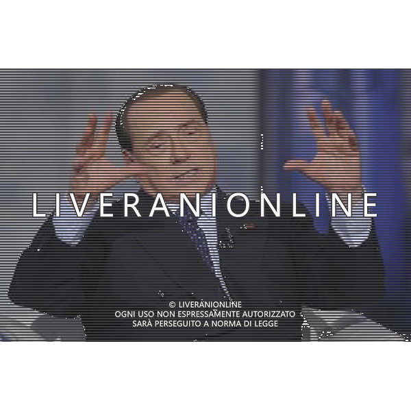 ROMA 24-04-2014 TRASMISSIONE TELEVISIVA PORTA A PORTA OSPITE SILVIO BERLUSCONI NELLA FOTO SILVIO BERLUSCONI FOTO CORRADETTI FABRIZIO-AG ALDO LIVERANI SAS
