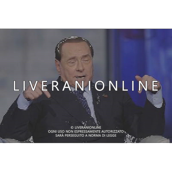ROMA 24-04-2014 TRASMISSIONE TELEVISIVA PORTA A PORTA OSPITE SILVIO BERLUSCONI NELLA FOTO SILVIO BERLUSCONI FOTO CORRADETTI FABRIZIO-AG ALDO LIVERANI SAS