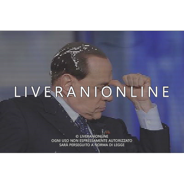 ROMA 24-04-2014 TRASMISSIONE TELEVISIVA PORTA A PORTA OSPITE SILVIO BERLUSCONI NELLA FOTO SILVIO BERLUSCONI FOTO CORRADETTI FABRIZIO-AG ALDO LIVERANI SAS