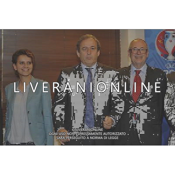 Michel Platini / Najat Vallaud Belkacem - 25.04.2014 - Conference de presse Euro 2016 - Photo : Aurelien Meunier / Icon Sport *** Local Caption *** AG ALDO LIVERANI SAS ONLY ITALY *** Local Caption ***