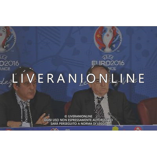 Michel Platini / Noel Le Graet - 25.04.2014 - Conference de presse Euro 2016 - Photo : Aurelien Meunier / Icon Sport *** Local Caption *** AG ALDO LIVERANI SAS ONLY ITALY *** Local Caption ***