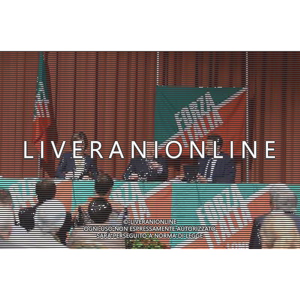 Milano hotel Michelangelo Silvio Berlusconi presenta i candidati alle elezioni europee nella foto con Giavanni Toti e MariaStella Gelmini ©Gazzaniga/AGENZIA ALDO LIVERANI SAS