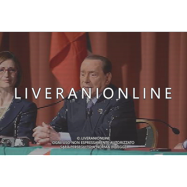 Milano hotel Michelangelo Silvio Berlusconi presenta i candidati alle elezioni europee ©Gazzaniga/AGENZIA ALDO LIVERANI SAS