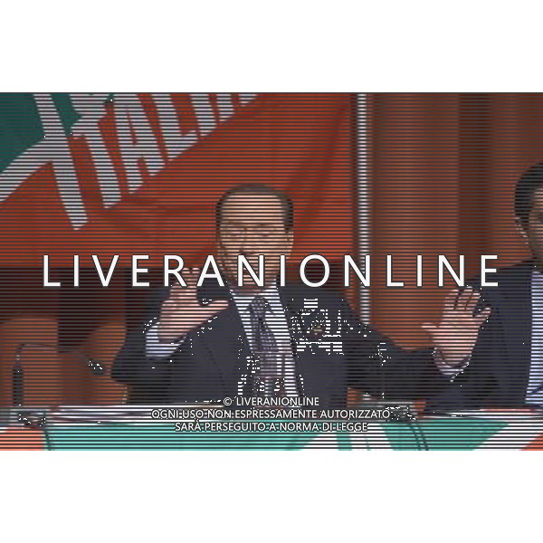 Silvio Berlusconi presenta i candidati alle elezioni europee Milano hotel Michelangelo 26 aprile 2014 ©Gazzaniga/AGENZIA ALDO LIVERANI SAS