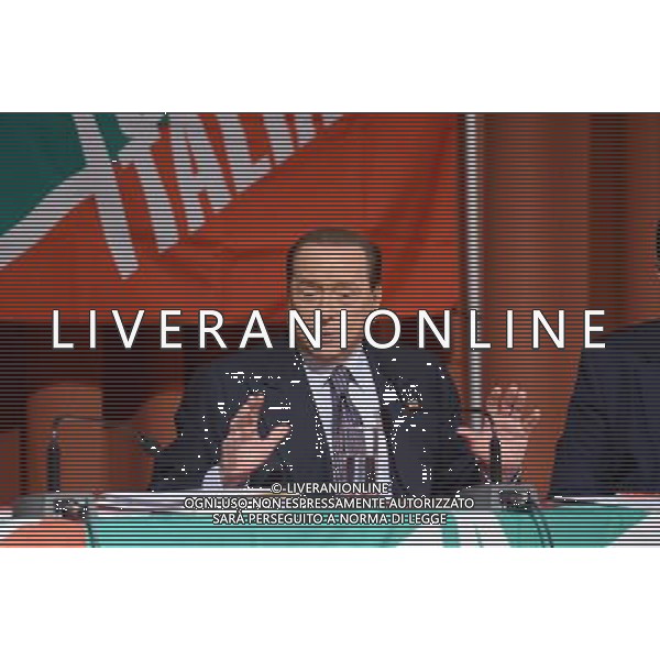 Silvio Berlusconi presenta i candidati alle elezioni europee Milano hotel Michelangelo 26 aprile 2014 ©Gazzaniga/AGENZIA ALDO LIVERANI SAS