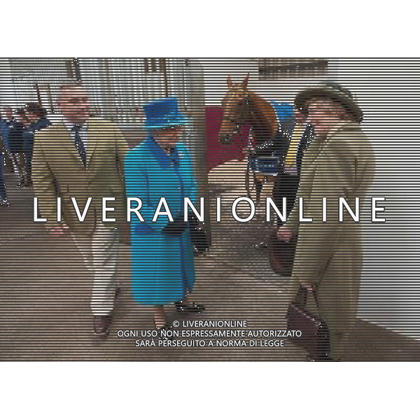 NARBETH, WALES - APRIL 29: Queen Elizabeth II during an official visit to Cotts Farm Equine Hospital, Narbeth on April 29, 2014 in Narbeth, Wales. The Cotts Equine Hospital is a purpose-built facility offering veterinary equine care. AG ALDO LIVERANI SAS ONLY ITALY