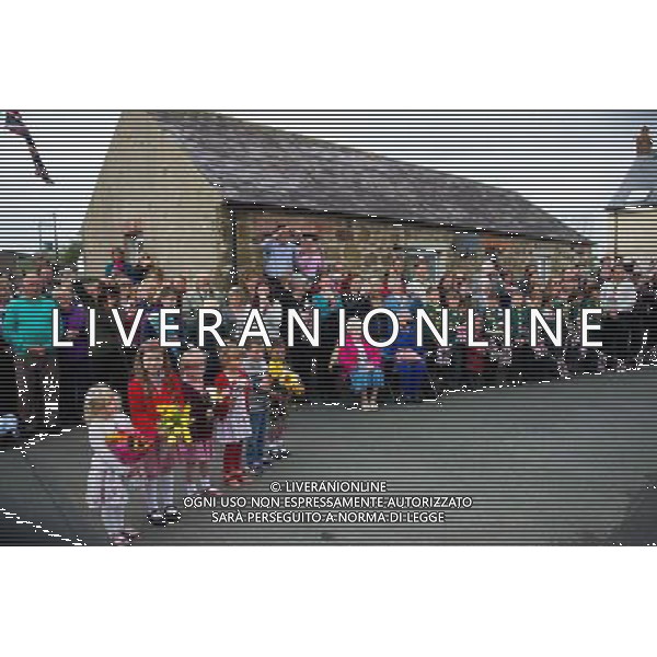 NARBETH, WALES - APRIL 29: Wellwishers wait for Queen Elizabeth II before her official visit to Cotts Farm Equine Hospital, Narbeth on April 29, 2014 in Narbeth, Wales. The Cotts Equine Hospital is a purpose-built facility offering veterinary equine care. AG ALDO LIVERANI SAS ONLY ITALY