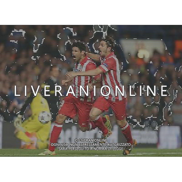 Atletico Madrid\'s Diego Costa celebrates scoring his sides second goal Photo by Kieran Galvin/CameraSport Football - UEFA Champions League Semi-Final Second Leg - Chelsea v Atletico Madrid - Wednesday 30th April 2014 - Stamford Bridge - London © CameraSport - 43 Linden Ave. Countesthorpe. Leicester. England. LE8 5PG - Tel: +44 (0) 116 277 4147 - admin@camerasport.com - www.camerasport.com AG ALDO LIVERANI SAS ONLY ITALY