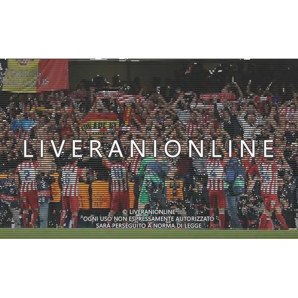 Atletico Madrid\'s celebrates they win Photo by Kieran Galvin/CameraSport Football - UEFA Champions League Semi-Final Second Leg - Chelsea v Atletico Madrid - Wednesday 30th April 2014 - Stamford Bridge - London © CameraSport - 43 Linden Ave. Countesthorpe. Leicester. England. LE8 5PG - Tel: +44 (0) 116 277 4147 - admin@camerasport.com - www.camerasport.com AG ALDO LIVERANI SAS ONLY ITALY
