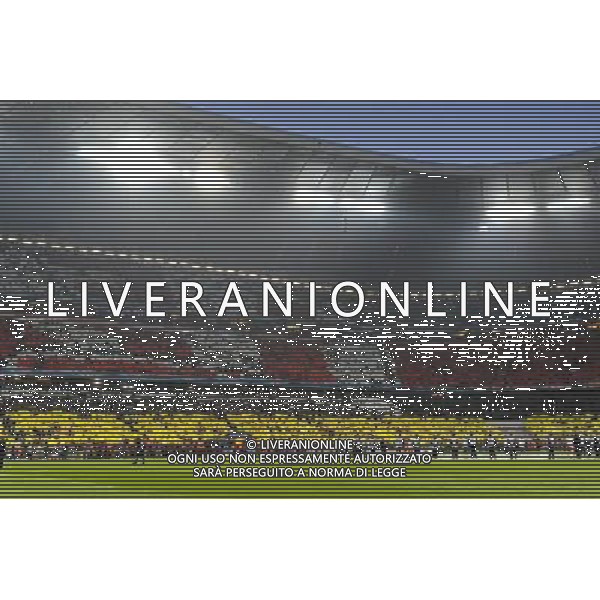 29.04.2014, Allianz Arena, Muenchen, GER, UEFA CL, FC Bayern Muenchen vs Real Madrid, Halbfinale, Ruckspiel, im Bild Imposante Fan-Choreograhie in der Allianz Arena vor Spielbeginn. // during the UEFA Champions League Round of 4, 2nd Leg Match between FC Bayern Munich vs Real Madrid at the Allianz Arena in Muenchen, Germany on 2014/04/30. EXPA Pictures © 2014, PhotoCredit: EXPA/ Eibner-Pressefoto/ Stuetzle *****ATTENTION - OUT of GER***** ©PHOTOSHOT/AGENZIA ALDO LIVERANI SAS - ITALY ONLY - EDITORIAL USE ONLY - BAYERN MONACO - REAL MADRID SEMIFINALE DI RITORNO CHAMPIONS LEAGUE