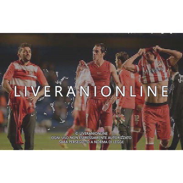  Atletico Madrid players celebrate winning 3-1 against Chelsea in the Semi Final second leg, held at Stamford Bridge, London on Wednesday April 30, 2014. AG ALDO LIVERANI SAS ONLY ITALY