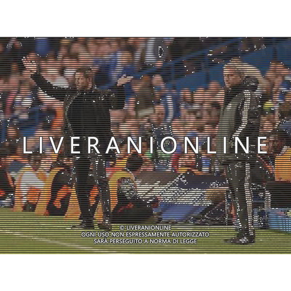  Jose Mourinho and Diego Simone on the touchline as Atletico Madrid win 3-1 against Chelsea in the Semi Final second leg, held at Stamford Bridge, London on Wednesday April 30, 2014. AG ALDO LIVERANI SAS ONLY ITALY