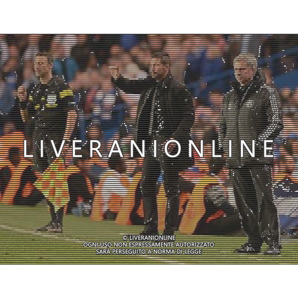  Jose Mourinho and Diego Simone on the touchline as Atletico Madrid win 3-1 against Chelsea in the Semi Final second leg, held at Stamford Bridge, London on Wednesday April 30, 2014. AG ALDO LIVERANI SAS ONLY ITALY