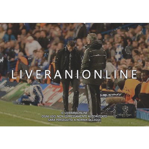  Jose Mourinho and Diego Simone on the touchline as Atletico Madrid win 3-1 against Chelsea in the Semi Final second leg, held at Stamford Bridge, London on Wednesday April 30, 2014. AG ALDO LIVERANI SAS ONLY ITALY