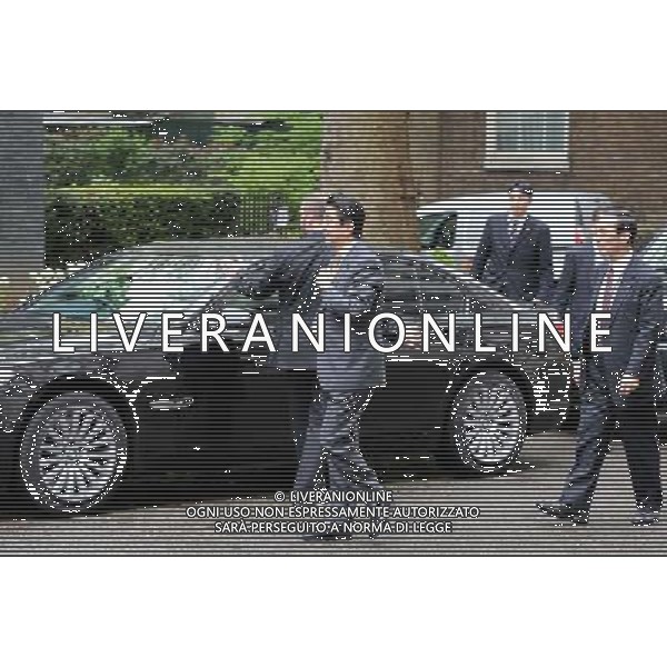 The Japanese Prime Minister Shinzo Abe arrives at 10 Downing Street in London, England on May 1, 2014. The Prime Minister of Japan has started a European tour to promote Japanese trade. AG ALDOL IVERANI SAS ONLY ITALY