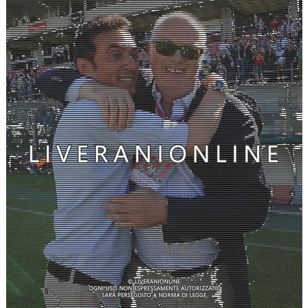 Campionato di Calcio Lega Pro Prima Divisione Girone A 2013/2014 30 Giornata Cremona - 04.05.2014 Cremonese-Virtus Entella Nella Foto:il presidente gozzi esulta con prina /Ph.Vitez-Ag. Aldo Liverani