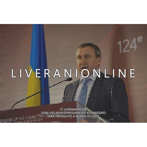 (140506) -- VIENNA, May 6, 2014 () -- Ukraine\'s acting foreign minister Andrii Deshchytsia speaks during a news conference after a Council of Europe meeting in Vienna, Austria, May 6, 2014. Andrii Deshchytsia said Kiev would be ready for a new round of international negotiations in Geneva over Ukraine if Moscow supports Ukraine\'s presidential election. (/Qian Yi) (bxq) ©PHOTOSHOT/AGENZIA ALDO LIVERANI SAS - ITALY ONLY - EDITORIAL USE ONLY - Conferenza stampa dopo una riunione del Consiglio d\'Europa, a Vienna, Austria, 6 maggio 2014 .