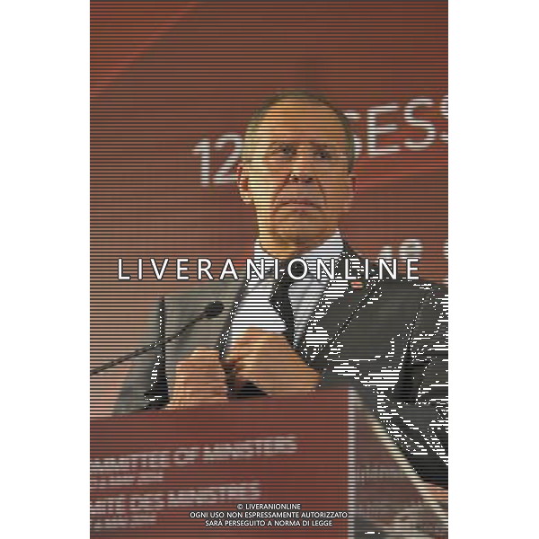 (140506) -- VIENNA, May 6, 2014 () -- Russian Foreign Minister Sergey Lavrov speaks during a news conference after a Council of Europe meeting in Vienna, Austria, May 6, 2014. Lavrov said on Tuesday that the new round of international negotiations on tensions in Ukraine should include \'opposition\' leaders as well. (/Qian Yi) (dzl) ©PHOTOSHOT/AGENZIA ALDO LIVERANI SAS - ITALY ONLY - EDITORIAL USE ONLY - Conferenza stampa dopo una riunione del Consiglio d\'Europa, a Vienna, Austria, 6 maggio 2014 .