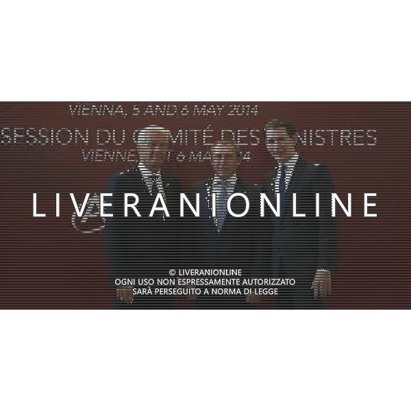 (140506) -- VIENNA, May 6, 2014 () -- Photo released by Austrian Foreign Ministry shows that Secretary General of the European Council Thorbjoern Jagland, Ukrainian acting Foreign Minister Andrii Deshchytsia, Austrian Foreign Minister Sebastian Kurz (from L to R), attending a session of European Council of ministers, in Vienna, Austria, May 6, 2014. (/Austrian Foreign Ministry) ©PHOTOSHOT/AGENZIA ALDO LIVERANI SAS - ITALY ONLY - EDITORIAL USE ONLY