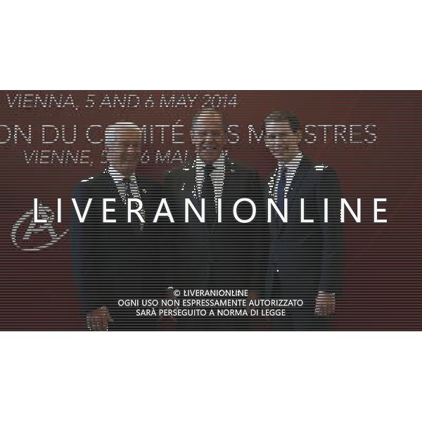 (140506) -- VIENNA, May 6, 2014 () -- Photo released by Austrian Foreign Ministry shows that Secretary General of the European Council Thorbjoern Jagland, Russian Foreign Minister Sergey Lavrov, Austrian Foreign Minister Sebastian Kurz (from L to R), attending a session of European Council of ministers, in Vienna, Austria, May 6, 2014. (/Austrian Foreign Ministry) ©PHOTOSHOT/AGENZIA ALDO LIVERANI SAS - ITALY ONLY - EDITORIAL USE ONLY
