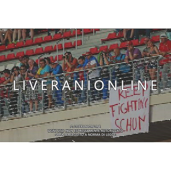 A banner of support for Michael Schumacher (GER) in the grandstands. 09.05.2014. Formula 1 World Championship, Rd 5, Spanish Grand Prix, Barcelona, Spain, Practice Day. - www.xpbimages.com, EMail: requests@xpbimages.com - copy of publication required for printed pictures. Every used picture is fee-liable. © Copyright: Batchelor / XPB Images AG ALDO LIVERANI SAS ONLY ITALY