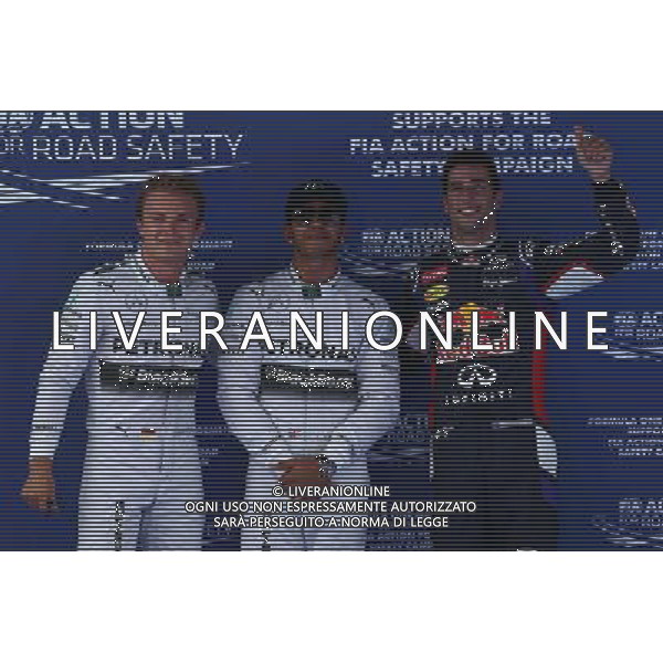 Pole position for Lewis Hamilton (GBR) Mercedes AMG F1 2nd for Nico Rosberg (GER) Mercedes AMG F1 and 3rd for Daniel Ricciardo (AUS) Red Bull Racing RB10. 10.05.2014. Formula 1 World Championship, Rd 5, Spanish Grand Prix, Barcelona, Spain, Qualifying Day. - www.xpbimages.com, EMail: requests@xpbimages.com - copy of publication required for printed pictures. Every used picture is fee-liable. © Copyright: Batchelor / XPB Images /Agenzia Aldo Liverani sas - ITALY ONLY - EDITORIAL USE ONLY - Gp F1 Spagna - Barcellona - Prove ufficiali