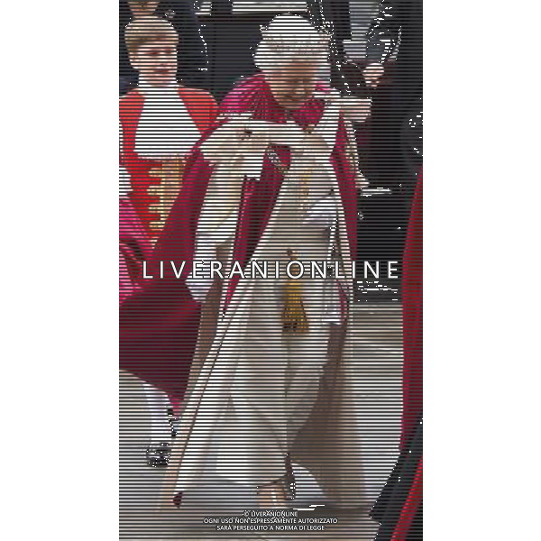 Queen Elizabeth II attends the Order of the Bath Service in Westminster Abbey in London, England. 9th May 2014 ©photoshot/AGENZIA ALDO LIVERANI SAS - ITALY ONLY - REALI INGLESI: La regina Elisabetta II al raduno dei Cavalieri dell\'Ordine del Bagno all\'Abbazia di Westminster a Londra inghilterra 9 maggio 2014.