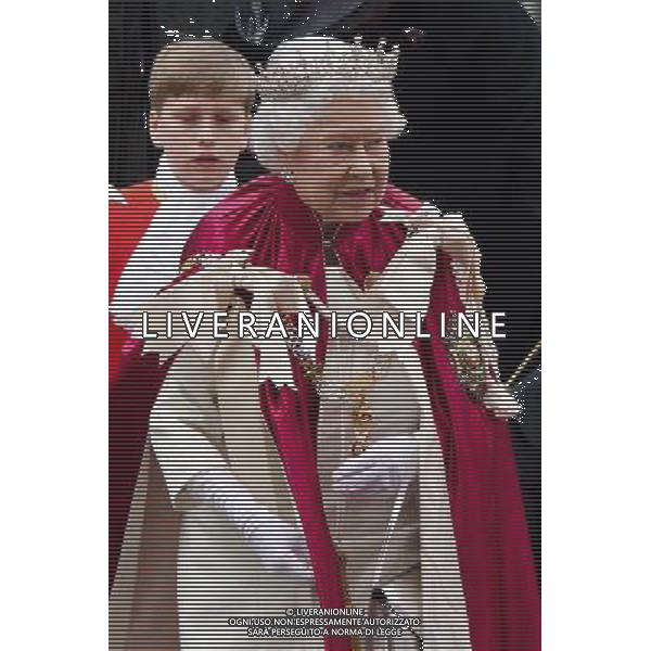 Queen Elizabeth II attends the Order of the Bath Service in Westminster Abbey in London, England. 9th May 2014 ©photoshot/AGENZIA ALDO LIVERANI SAS - ITALY ONLY - REALI INGLESI: La regina Elisabetta II al raduno dei Cavalieri dell\'Ordine del Bagno all\'Abbazia di Westminster a Londra inghilterra 9 maggio 2014.