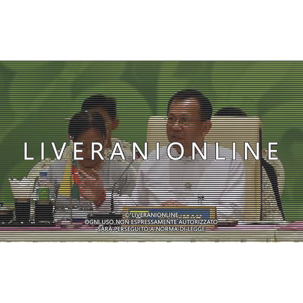 (140510) -- NAY PYI TAW, May 10, 2014 () -- Dr. Kan Zaw, Myanmar Minister of National Planning and Economic Development, speaks during the 11th ASEAN Economic Community Council Meeting in Nay Pyi Taw, Myanmar, May 10, 2014. (/Li Peng) (dzl) ©photoshot/AGENZIA ALDO LIVERANI SAS - ITALY ONLY - EDITORIAL USE ONLY