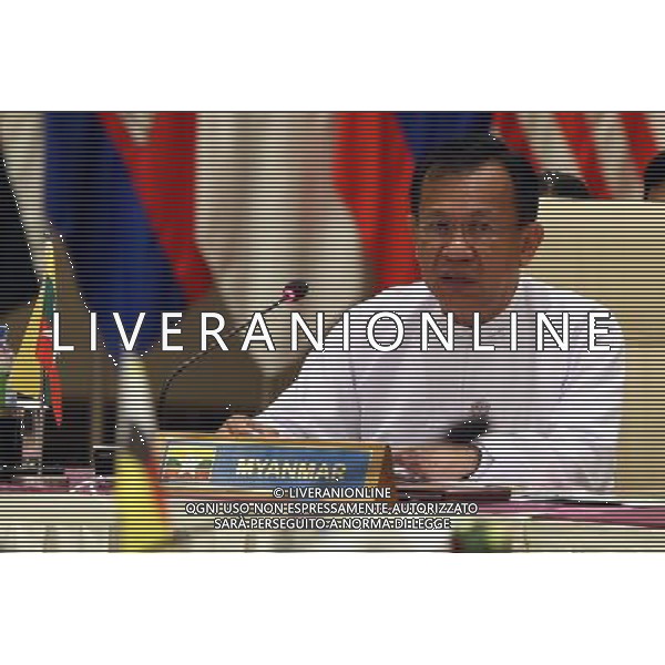 (140510) -- NAY PYI TAW, May 10, 2014 () -- Dr. Kan Zaw, Myanmar Minister of National Planning and Economic Development, speaks during the 11th ASEAN Economic Community Council Meeting in Nay Pyi Taw, Myanmar, May 10, 2014. (/Li Peng) (dzl) ©photoshot/AGENZIA ALDO LIVERANI SAS - ITALY ONLY - EDITORIAL USE ONLY