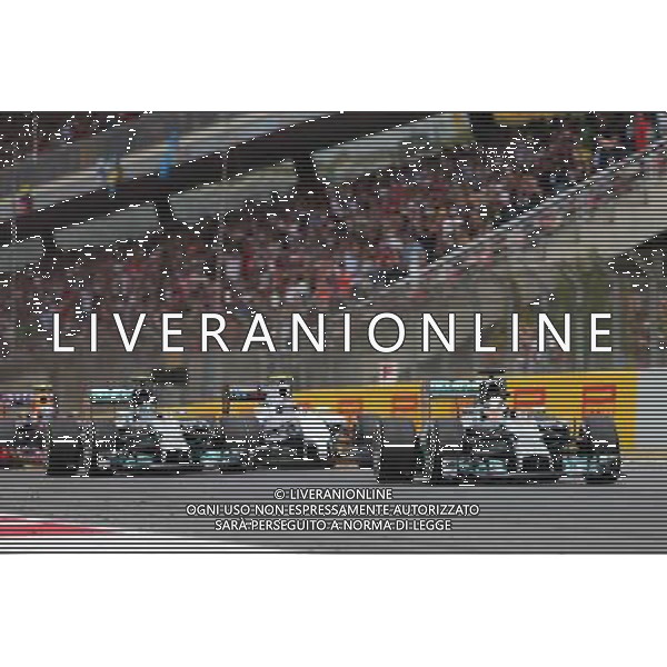 Lewis Hamilton (GBR) Mercedes AMG F1 W05 leads team mate Nico Rosberg (GER) Mercedes AMG F1 W05 at the start of the race. 11.05.2014. Formula 1 World Championship, Rd 5, Spanish Grand Prix, Barcelona, Spain, Race Day. - www.xpbimages.com, EMail: requests@xpbimages.com - copy of publication required for printed pictures. Every used picture is fee-liable. © Copyright: Moy / XPB Images AG ALDO LIVERANI SAS ONLY ITALY