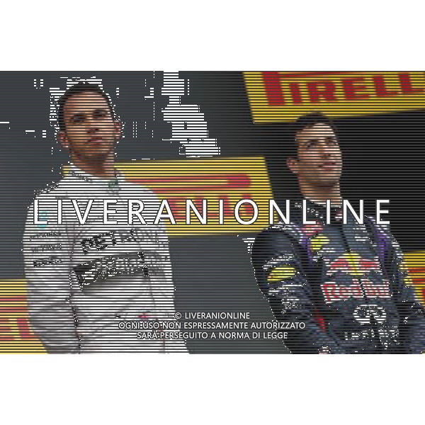 Lewis Hamilton (GBR), Mercedes AMG F1 Team and Daniel Ricciardo (AUS), Red Bull Racing 11.05.2014. Formula 1 World Championship, Rd 5, Spanish Grand Prix, Barcelona, Spain, Race Day. - www.xpbimages.com, EMail: requests@xpbimages.com - copy of publication required for printed pictures. Every used picture is fee-liable. © Copyright: Charniaux / XPB Images AG ALDO LIVERANI SAS ONLY ITALY