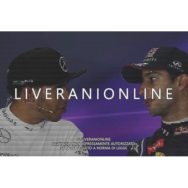 (L to R): race winner Lewis Hamilton (GBR) Mercedes AMG F1 and third placed Daniel Ricciardo (AUS) Red Bull Racing in the FIA Press Conference. 11.05.2014. Formula 1 World Championship, Rd 5, Spanish Grand Prix, Barcelona, Spain, Race Day. - www.xpbimages.com, EMail: requests@xpbimages.com - copy of publication required for printed pictures. Every used picture is fee-liable. © Copyright: Moy / XPB Images AG ALDO LIVERANI SAS ONLY ITALY