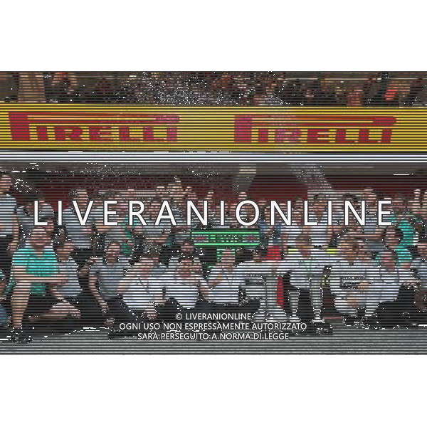 Race winner Lewis Hamilton (GBR) Mercedes AMG F1 and second placed team mate Nico Rosberg (GER) Mercedes AMG F1 celebrate with the team. 11.05.2014. Formula 1 World Championship, Rd 5, Spanish Grand Prix, Barcelona, Spain, Race Day. - www.xpbimages.com, EMail: requests@xpbimages.com - copy of publication required for printed pictures. Every used picture is fee-liable. © Copyright: Moy / XPB Images AG ALDO LIVERANI SAS ONLY ITALY