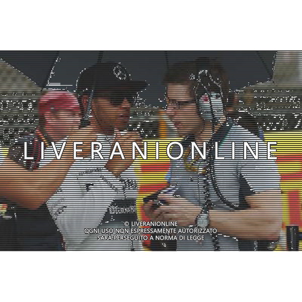 Lewis Hamilton (GBR) Mercedes AMG F1 with Peter Bonnington (GBR) Mercedes AMG F1 Race Engineer on the grid. 11.05.2014. Formula 1 World Championship, Rd 5, Spanish Grand Prix, Barcelona, Spain, Race Day. - www.xpbimages.com, EMail: requests@xpbimages.com - copy of publication required for printed pictures. Every used picture is fee-liable. © Copyright: Batchelor / XPB Images AG ALDO LIVERANI SAS ONLY ITALY