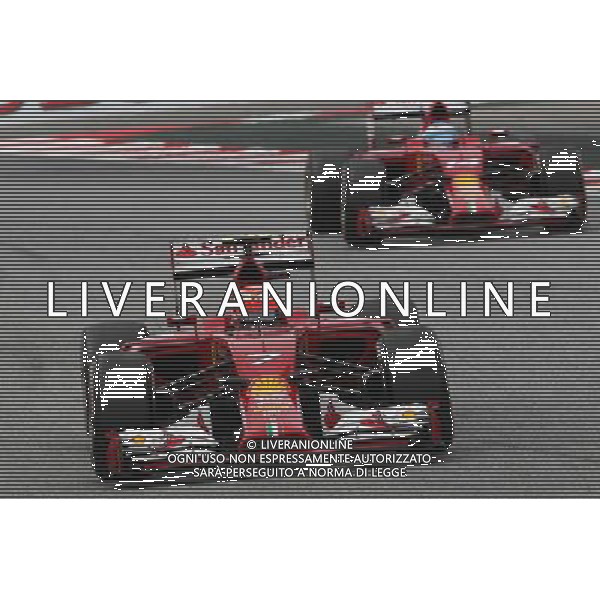 Kimi Raikkonen (FIN) Ferrari F14-T leads team mate Fernando Alonso (ESP) Ferrari F14-T. 11.05.2014. Formula 1 World Championship, Rd 5, Spanish Grand Prix, Barcelona, Spain, Race Day. - www.xpbimages.com, EMail: requests@xpbimages.com - copy of publication required for printed pictures. Every used picture is fee-liable. © Copyright: Photo4 / XPB Images AG ALDO LIVERANI SAS ONLY ITALY