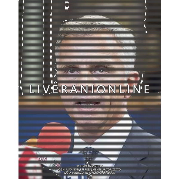 Swiss President and OSCE Chairman Didier Burkhalter holds press conference during European Foreign affairs council at the EU headquarters in Brussels, Belgium on 12.05.2014 European ministers will make final preparations for the launch of a new European Institute of Peace. by Wiktor Dabkowski AG ALDO LIVERANI SAS ONLY ITALY