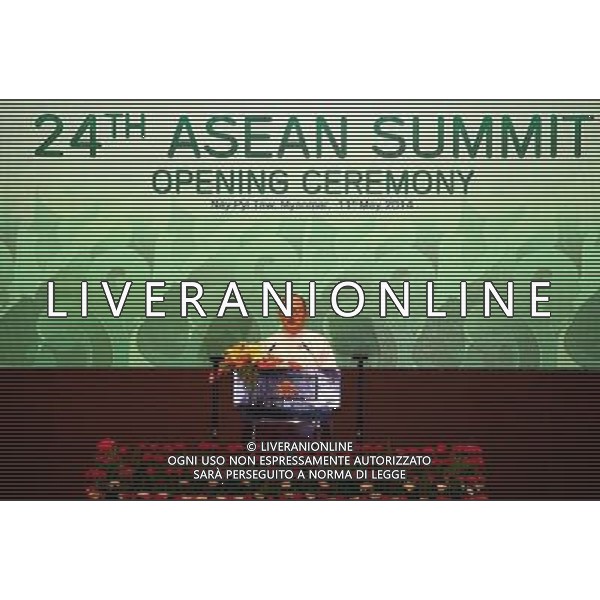 (140511) -- NAY PYI TAW, May 11, 2014 () -- Myanmar\'s President U Thein Sein speaks during the opening ceremony of 24th ASEAN Summit at Myanmar International Convention Center (MICC) in Nay Pyi Taw, Myanmar, May 11, 2014. The 24th Association of Southeast Asian Nations (ASEAN) leaders\' meeting opened here Sunday morning, an event that Myanmar President U Thein Sein described as a symbol of \'unity and dedication for building a better future for the region and the peoples.\' (/U Aung) ©PHOTOSHOT/AGENZIA ALDO LIVERANI SAS - ITALY ONLY - EDITORIAL USE ONLY