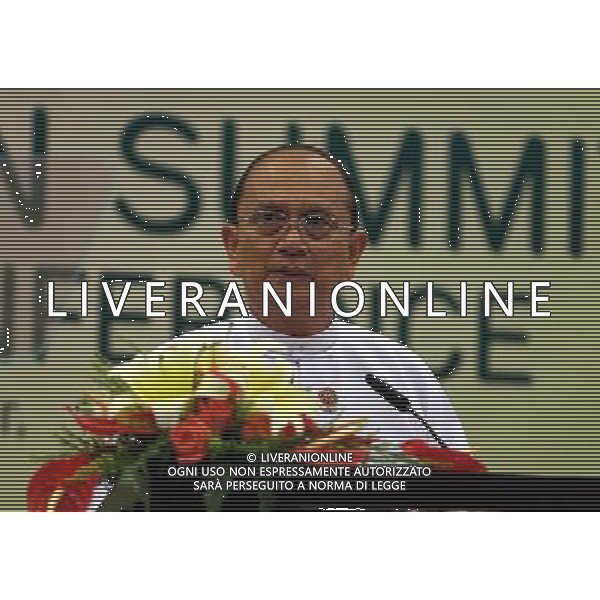 (140511) -- NAY PYI TAW, May 11, 2014 () -- Myanmar President U Thein Sein speaks at the press conference after the closing of the 24th ASEAN Summit at the Myanmar International Convention Center in Nay Pyi Taw, Myanmar, May 11, 2014. (/Li Peng) (dzl) ©PHOTOSHOT/AGENZIA ALDO LIVERANI SAS - ITALY ONLY - EDITORIAL USE ONLY