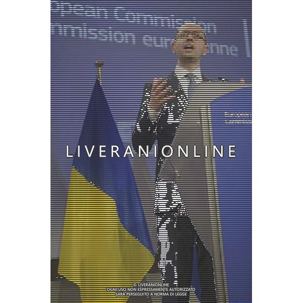 Ukrainian Prime Minister Arseniy Yatsenyuk holds press conference at the end of EU commission / Urkraine meeting at the EU council headquarters in Brussels, Belgium on 13.05.2014 Yatsenyuk and his government hold talks with the European Commission to examine further support (Û355 million included in \'state building contract\') from the 28-nation bloc. by Wiktor Dabkowski AG ALDO LIVERANI SAS ONLY ITALY