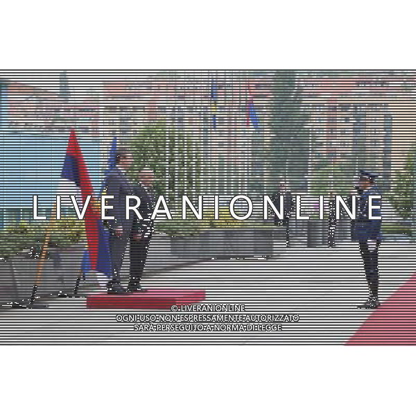 (140513) -- SARAJEVO, May 13, 2014 () -- Chairman of Council of Ministers of Bosnia and Herzegovina (BiH) Vjekoslav Bevanda (2nd L) and visiting Serbian Prime Minister Aleksandar Vucic (1st L) review honor guards in front of the Parliament building in Sarajevo, Bosnia-Herzegovina, on May 13, 2014.It is Vucic\'s first official visit abroad since he became Serbian prime minister in April. (/Haris Memija) AG ALDO LIVERANI SAS ONLY ITALY