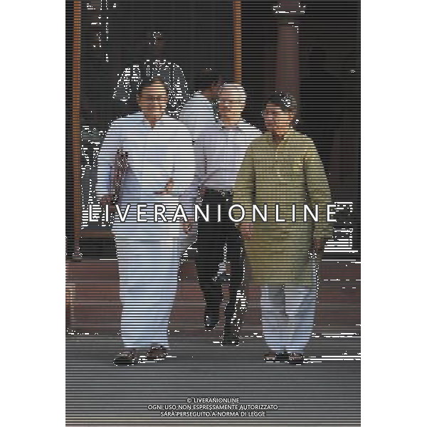 (140513) -- NEW DELHI, May 13, 2014 () -- Indian Finance Minister P. Chidambaram (L) and Minister for Civil Aviation Ajit Singh (R) come out of Prime Minister\'s office at South Block after attending the last cabinet meeting of the incumbent United Progressive Alliance (UPA) Government in New Delhi, capital of India, on May 13, 2014. India on Monday concluded its ninth and final phase of the Lok Sabha election with a record high turnout of over 66 percent throughout the polling for over a month, said election officials and media report. (/Partha Sarkar) ©PHOTOSHOT/AGENZIA ALDO LIVERANI SAS - ITALY ONLY - EDITORIAL USE ONLY