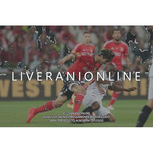 TURYN 14.05.2014 FINALOWY MECZ LIGA EUROPY SEZON 2013/14: SEVILLA FC - BENFICA LIZBONA --- UEFA EUROPA LEAGUE FINAL MATCH IN TURIN: SEVILLA FC - BENFICA LISBON ANDRE GOMES STEPHANE MBIA FOT. PIOTR KUCZA/NEWSPIX.PL --- Newspix.pl ©NEWSPIX/AGENZIA ALDO LIVERANI SAS - ITALY ONLY - Siviglia - Benfica UEFA Europa League 2013/2014 Finale Torino - 14.05.2014 *** Local Caption *** www.newspix.pl mail us: info@newspix.pl call us: 0048 022 23 22 222 --- Polish Picture Agency by Ringier Axel Springer Poland