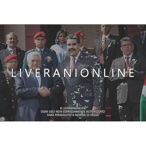 (140517) -- CARACAS, May 17, 2014 () -- Venezuelan President Nicolas Maduro (R Front) shakes hands with Palestinian President Mahmoud Abbas (L Front) in Miraflores Palace in Caracas, Venezuela, on May 16, 2014. Mahmoud Abbas is making an official visit to Venezuela from May 15 to 17. (/Boris Vergara) AG ALDOL IVERANI SAS ONLY ITALY