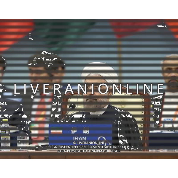(140521) -- SHANGHAI, May 21, 2014 () -- Iranian President Hassan Rouhani attends the fourth summit of the Conference on Interaction and Confidence Building Measures in Asia (CICA) in Shanghai, east China, May 21, 2014. (/Pang Xinglei) (lfj) ©PHOTOSHOT/Agenzia Aldo Liverani sas - ITALY ONLY - EDITORIAL USE ONLY - Sessione di apertura del quarto vertice della Conferenza sull\'interazione e misure di rafforzamento della fiducia in Asia (CICA), a Shanghai, Cina 21 Maggio 2014.