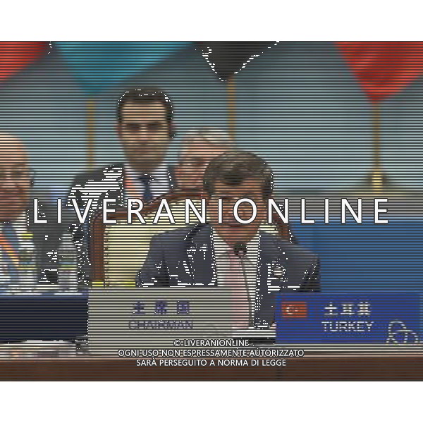 (140521) -- SHANGHAI, May 21, 2014 () -- Turkish Foreign Minister Ahmet Davutoglu speaks during the fourth summit of the Conference on Interaction and Confidence Building Measures in Asia (CICA) in Shanghai, east China, May 21, 2014. (/Pang Xinglei) (lfj) ©PHOTOSHOT/Agenzia Aldo Liverani sas - ITALY ONLY - EDITORIAL USE ONLY - Sessione di apertura del quarto vertice della Conferenza sull\'interazione e misure di rafforzamento della fiducia in Asia (CICA), a Shanghai, Cina 21 Maggio 2014.