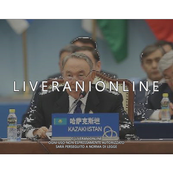 (140521) -- SHANGHAI, May 21, 2014 () -- President of Kazakhstan Nursultan Nazarbayev speaks during the fourth summit of the Conference on Interaction and Confidence Building Measures in Asia (CICA) in Shanghai, east China, May 21, 2014. (/Pang Xinglei) (lfj) ©PHOTOSHOT/Agenzia Aldo Liverani sas - ITALY ONLY - EDITORIAL USE ONLY - Sessione di apertura del quarto vertice della Conferenza sull\'interazione e misure di rafforzamento della fiducia in Asia (CICA), a Shanghai, Cina 21 Maggio 2014.