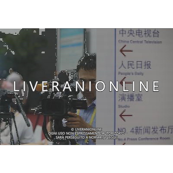 (140521) -- SHANGHAI, May 21, 2014 () -- A journalist from Kirgizstan works at the media center of the fourth summit of the Conference on Interaction and Confidence Building Measures in Asia (CICA) in east China\'s Shanghai, May 21, 2014. The fourth CICA summit began in Shanghai on Wednesday morning. (/Pei Xin) (lfj) ©PHOTOSHOT/Agenzia Aldo Liverani sas - ITALY ONLY - EDITORIAL USE ONLY - Sessione di apertura del quarto vertice della Conferenza sull\'interazione e misure di rafforzamento della fiducia in Asia (CICA), a Shanghai, Cina 21 Maggio 2014.